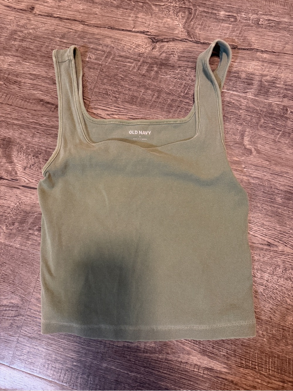 Old Navy Olive Green Ribbed Cropped Square-Neck Tank